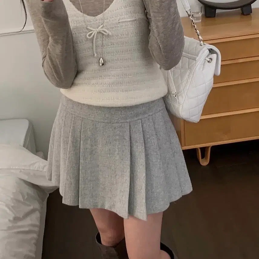 [BUNJANG] Miel Pleats Mini Barbie Skirt - Gray (Size M) / (택달린새상품) 미엘 플리츠 미니 바비스커트 그랑블룸 누아누아 어파트오브