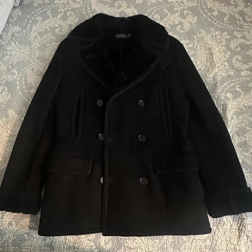 [BUNJANG] Polo Shearling Pea Coat S / 폴로 양털 시어링 피코트 S