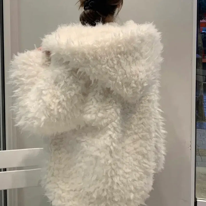 [BUNJANG] Flatper Boucle Hooded Jacket Beige / 새상품) 플랫퍼 부클 후드 자켓 베이지