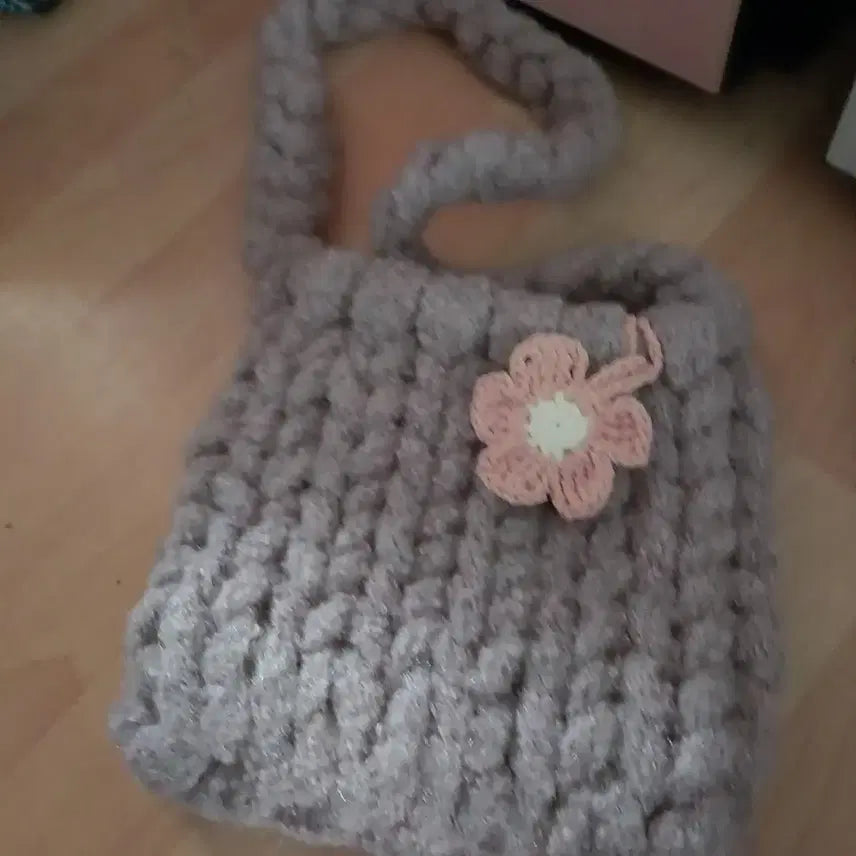 [BUNJANG] Kkwabaegi Purple Knit Bag / 꽈베기가방