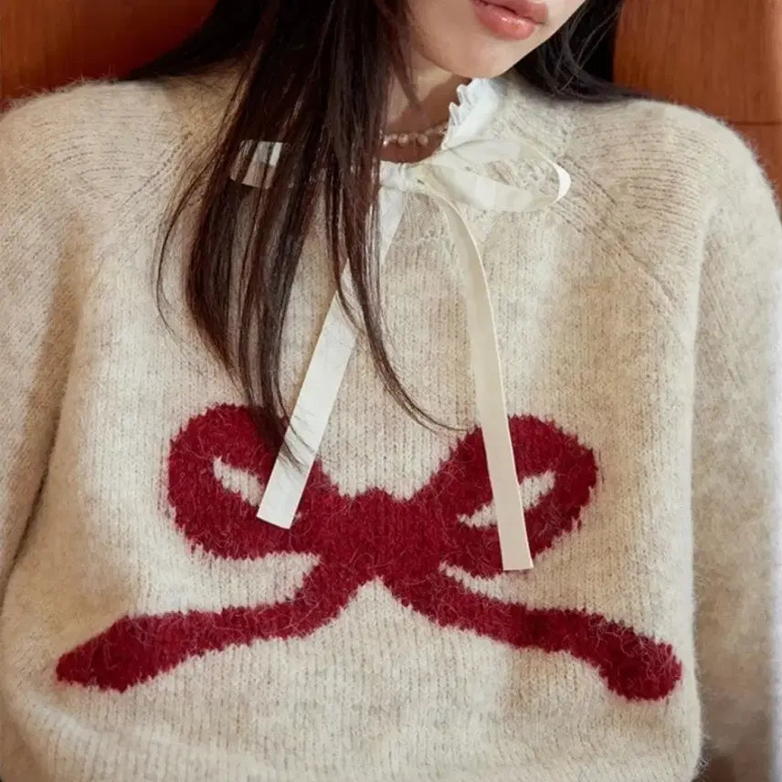 [BUNJANG] Ribbon Point Knit Top / 리본 포인트 니트