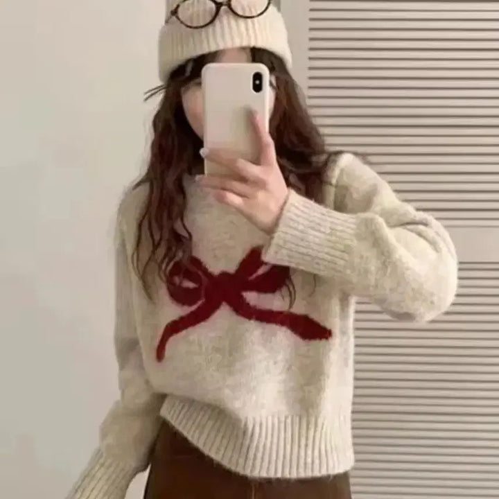 [BUNJANG] Ribbon Point Knit Top / 리본 포인트 니트