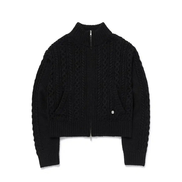 [BUNJANG] Current Twisted Knit Zip-up Black Jacket / (급처) 커렌트 트위스티드 니트 집업 블랙 free