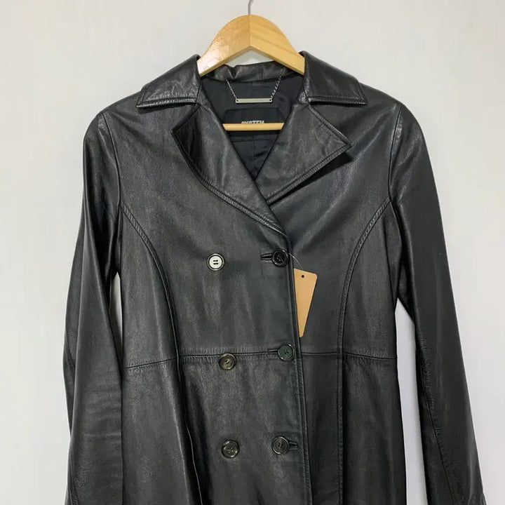[BUNJANG] Vintage Black Real Leather Half Coat / SYSTEM 시스템 빈티지 블랙 리얼레더 가죽 하프 코트 여성