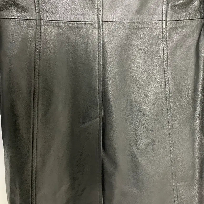 [BUNJANG] Vintage Black Real Leather Half Coat / SYSTEM 시스템 빈티지 블랙 리얼레더 가죽 하프 코트 여성