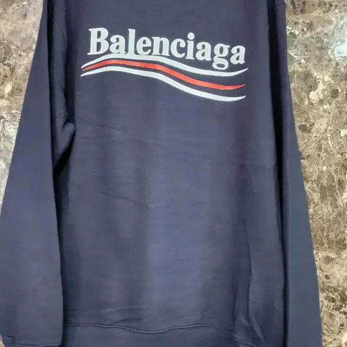 [BUNJANG] Balenciaga Wave Logo Sweatshirt / 발렌시아가 네이비 웨이브 로고 맨투맨
