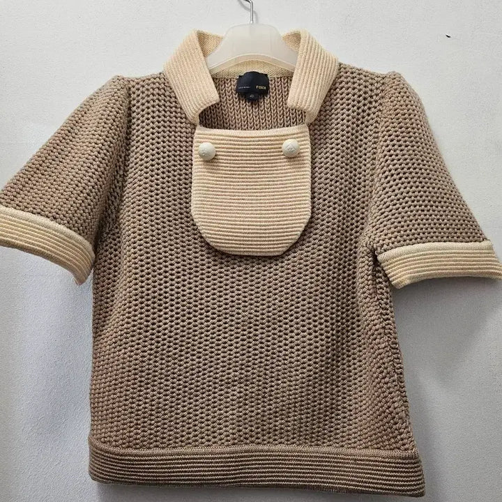 [BUNJANG] FENDI Short Sleeve Knit Brown Top / 팬디 반팔 니트 브라운 40