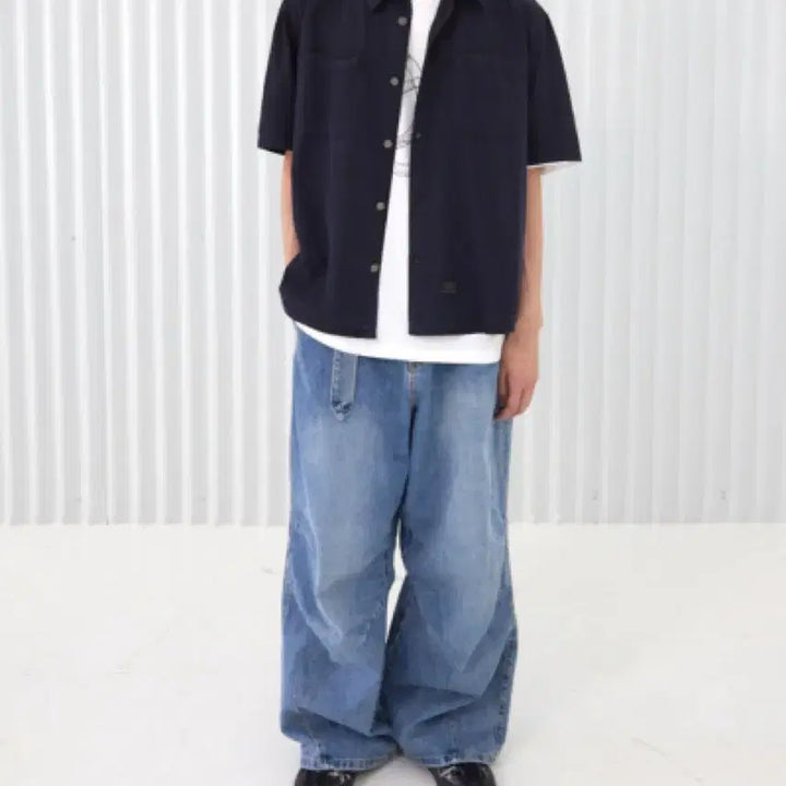 [BUNJANG] Hatching Room Museum Work Shirt Navy 3 / 해칭룸 뮤지엄 워크 셔츠 네이비 3