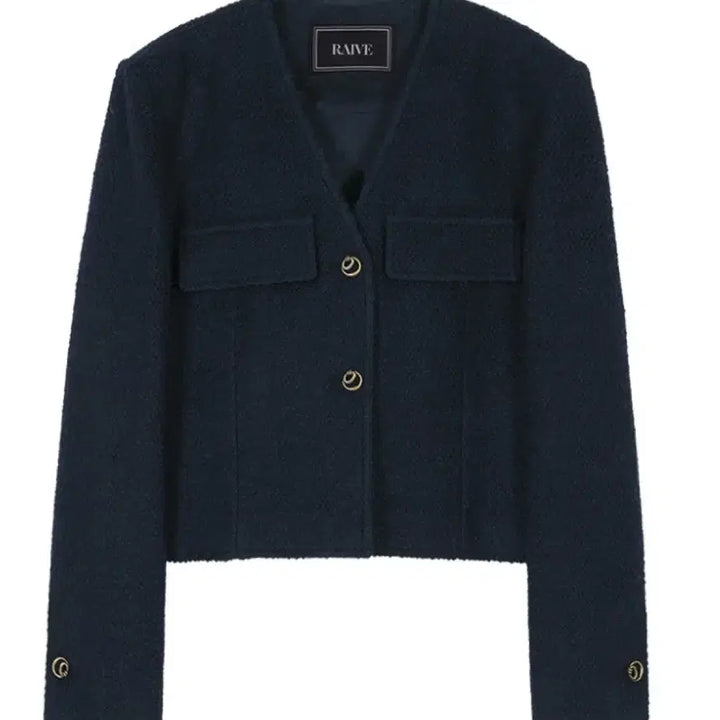 [BUNJANG] Rave Tweed Jacket Navy / Raive 레이브 버튼 트위드 자켓 네이비