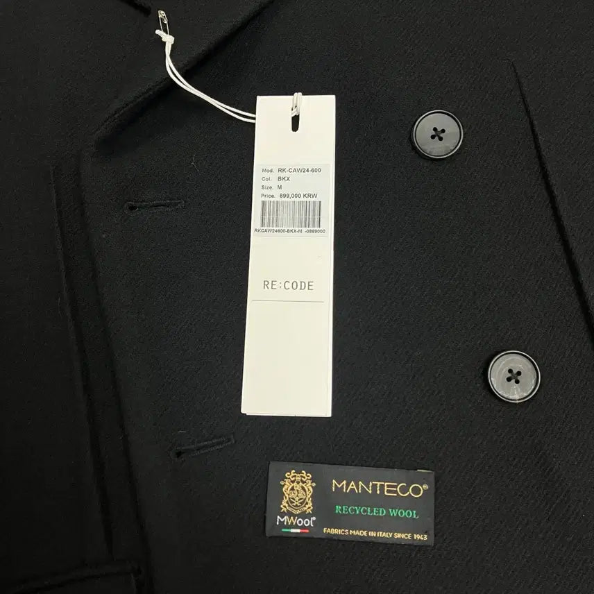 [BUNJANG] Manteaco Double Pea Coat Black / [M] 래코드 만테코 더블 피코트 블랙