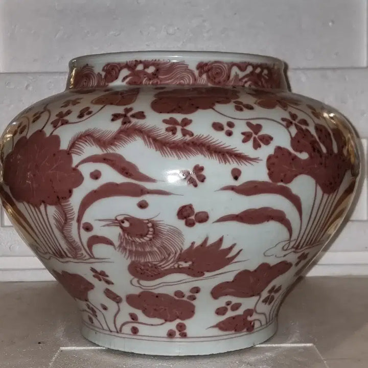 [BUNJANG] Antique Chinese Ceramic Vase / 유리홍 고도자 담수.어문 호 높26 지름34센 중국도자기 오래된 골통품
