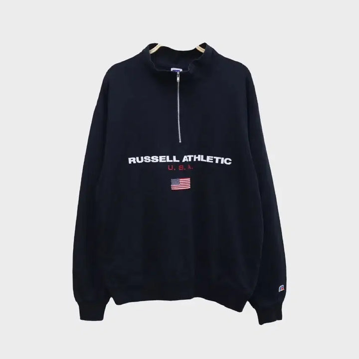 [BUNJANG] Seventeen Russell Athletic Half-Zip Sweatshirt Navy / 러셀(Russell Athletic) 반집업 맨투맨 네이비