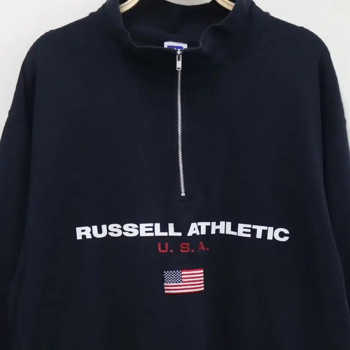 [BUNJANG] Seventeen Russell Athletic Half-Zip Sweatshirt Navy / 러셀(Russell Athletic) 반집업 맨투맨 네이비