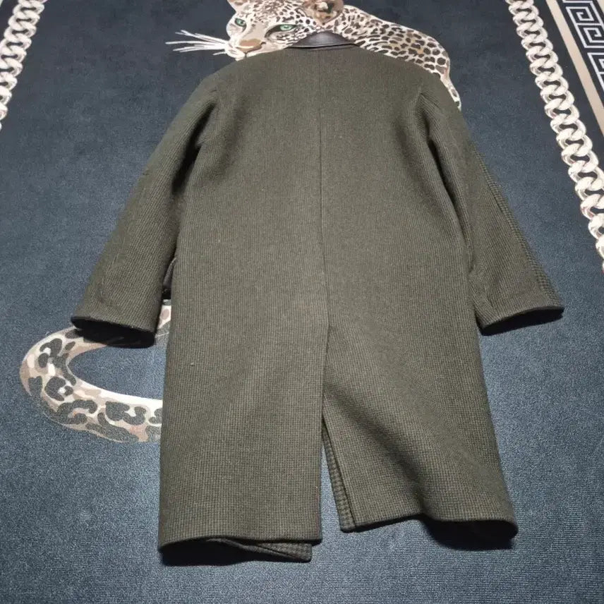 [BUNJANG] System Leather Collar Wool Check Coat / 한섬 시스템 레더 카라 울 체크 코트 m 정품