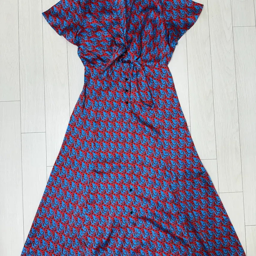 [BUNJANG] Sandro Pattern Print Long Dress / [Sandro] 산드로 패턴 프린트 매듭 롱 원피스