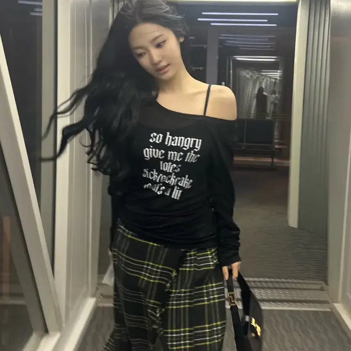 [BUNJANG] LockeCake Punk Mesh Top / 락케이크 롱슬리브 펑크 매쉬 탑 기본티 블랙 에이블리