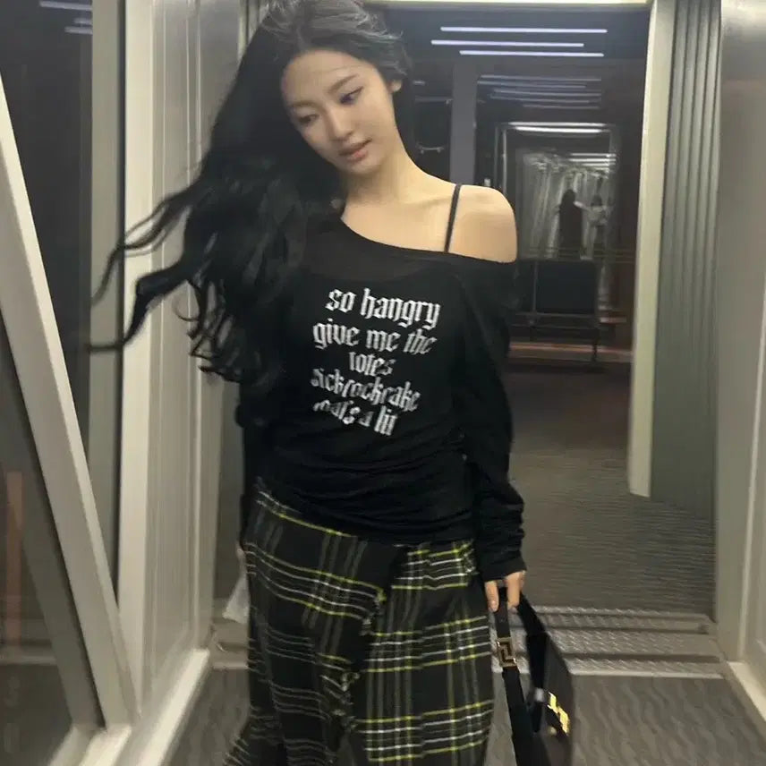 [BUNJANG] LockeCake Punk Mesh Top / 락케이크 롱슬리브 펑크 매쉬 탑 기본티 블랙 에이블리