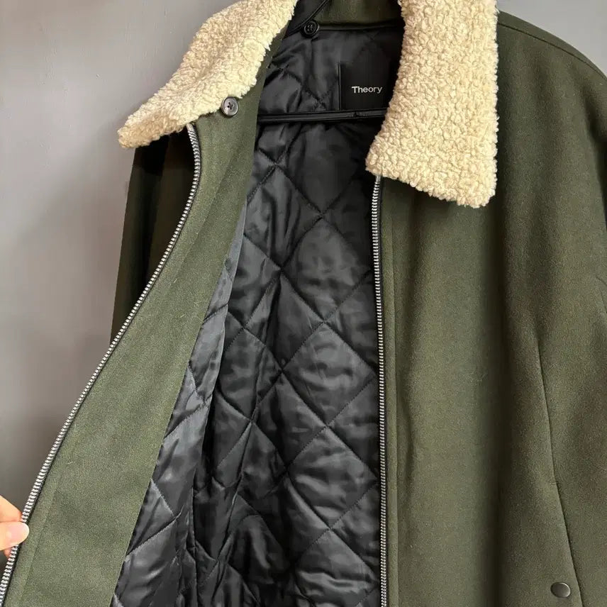 [BUNJANG] Theory Sherpa Fur Collar Zip-up Coat Jacket / Theory띠어리 뽀글이 퍼 카라 집업 코트 자켓