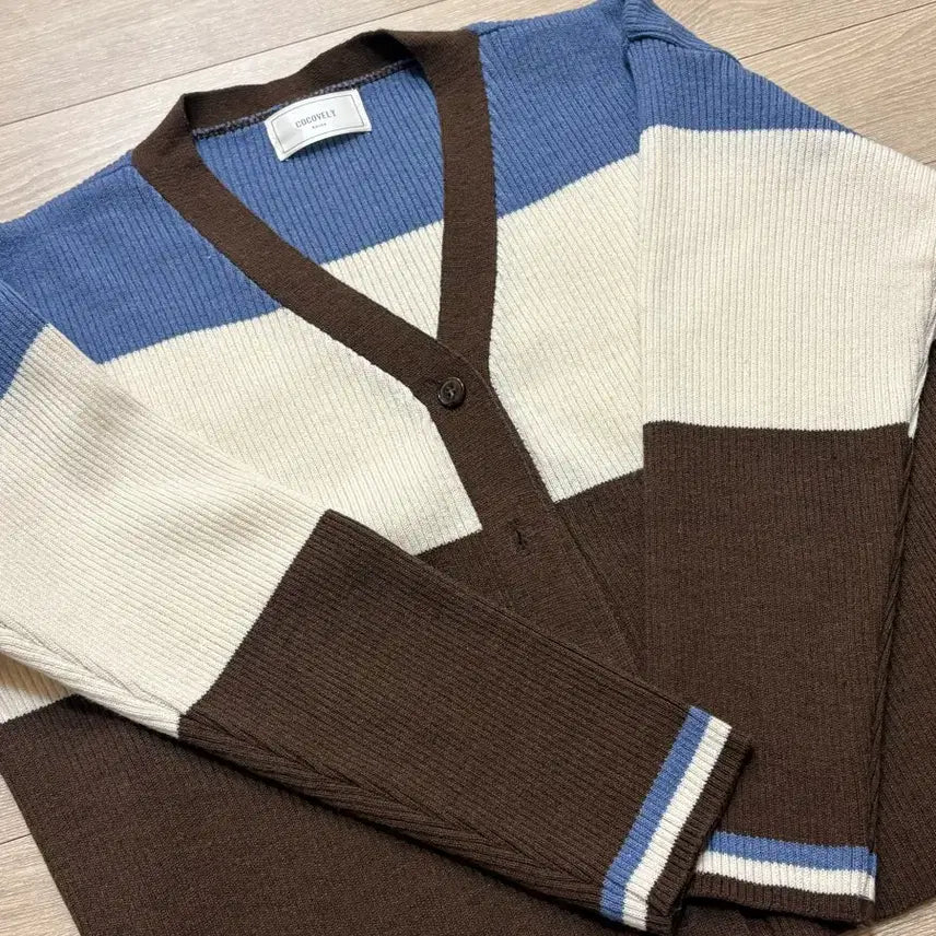 [BUNJANG] Koko Bling Color Block Knit Cardigan / 코코블리 배색 니트 가디건
