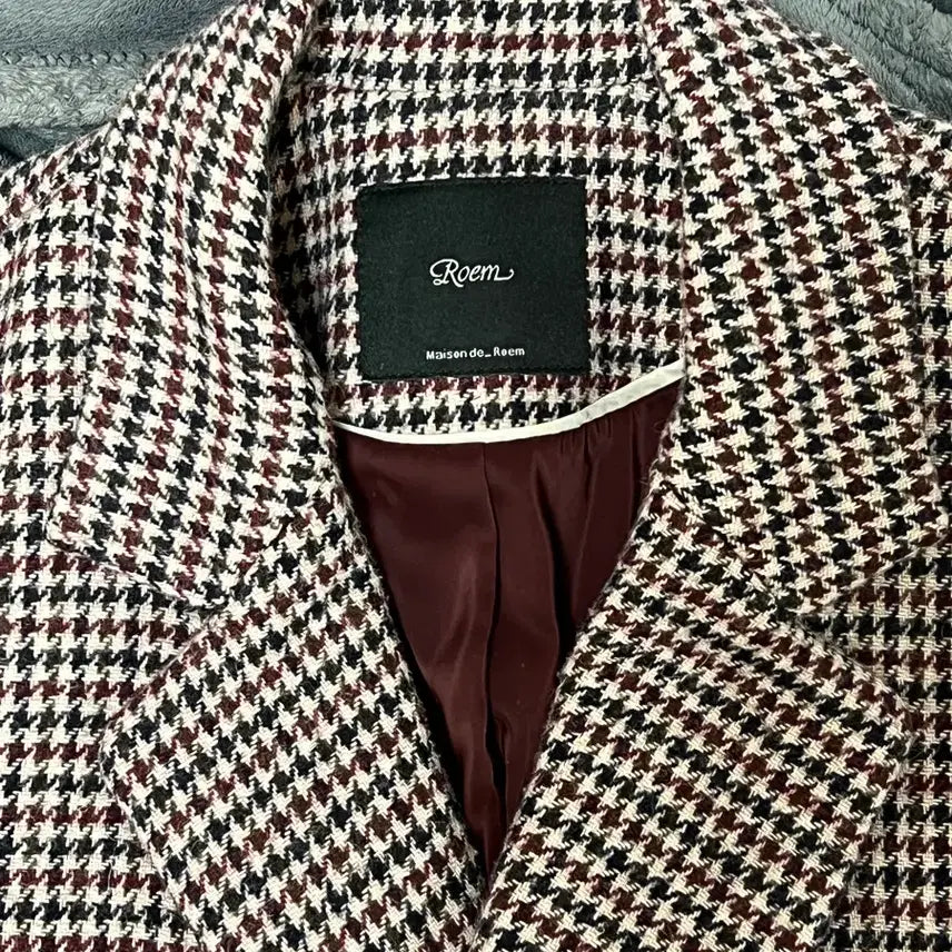 [BUNJANG] Roem Burgundy Check Jacket / 로엠 루즈핏 체크자켓 버건디컬러