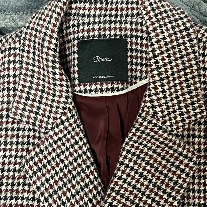 [BUNJANG] Roem Burgundy Check Jacket / 로엠 루즈핏 체크자켓 버건디컬러