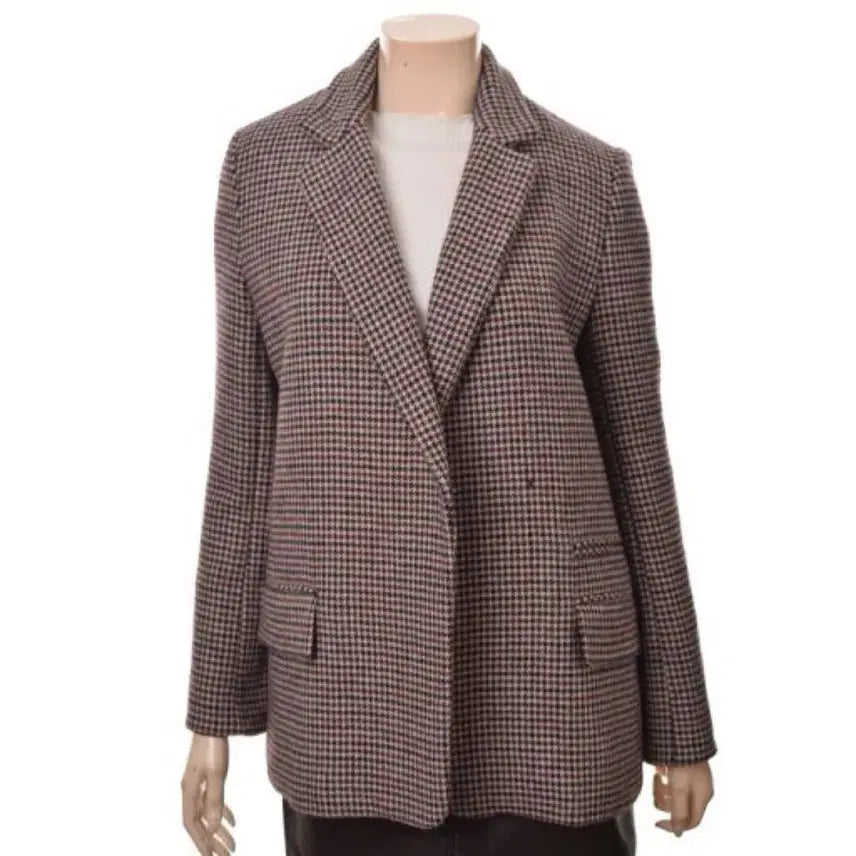 [BUNJANG] Roem Burgundy Check Jacket / 로엠 루즈핏 체크자켓 버건디컬러