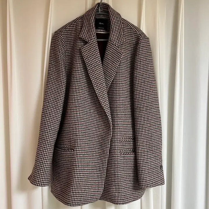 [BUNJANG] Roem Burgundy Check Jacket / 로엠 루즈핏 체크자켓 버건디컬러