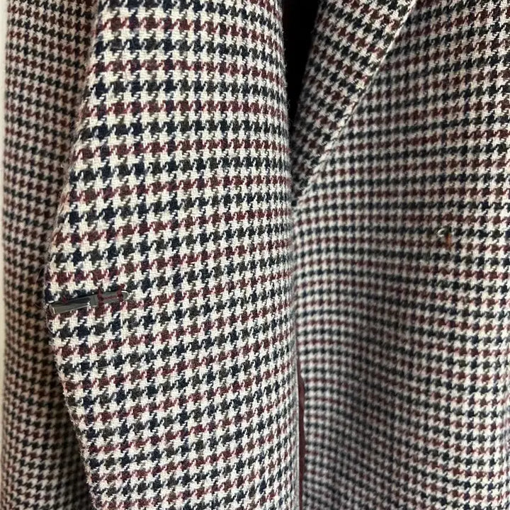 [BUNJANG] Roem Burgundy Check Jacket / 로엠 루즈핏 체크자켓 버건디컬러