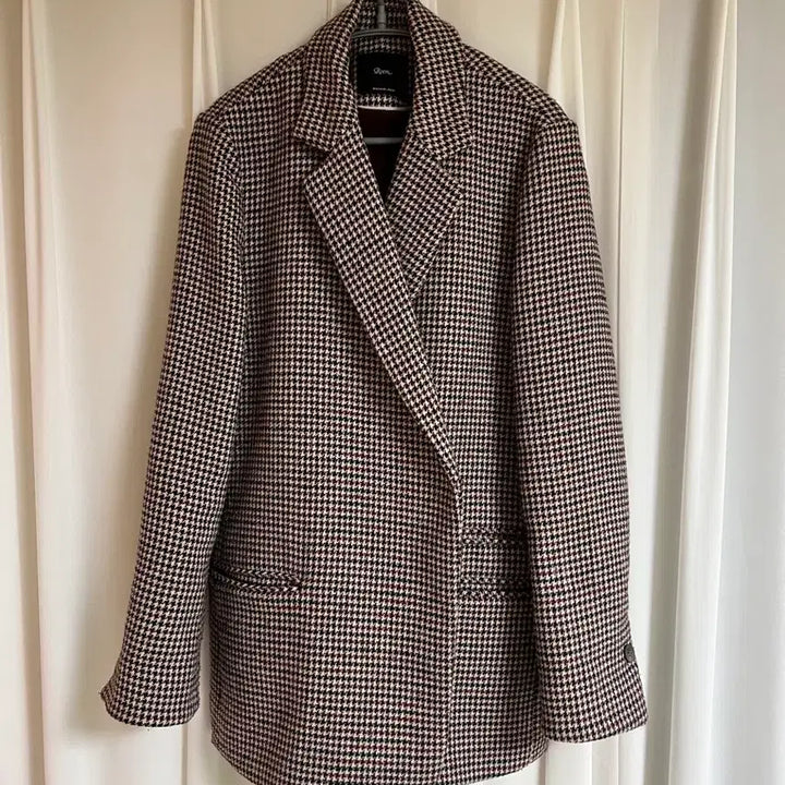[BUNJANG] Roem Burgundy Check Jacket / 로엠 루즈핏 체크자켓 버건디컬러