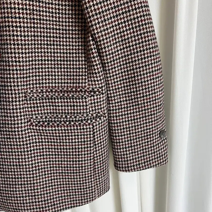 [BUNJANG] Roem Burgundy Check Jacket / 로엠 루즈핏 체크자켓 버건디컬러