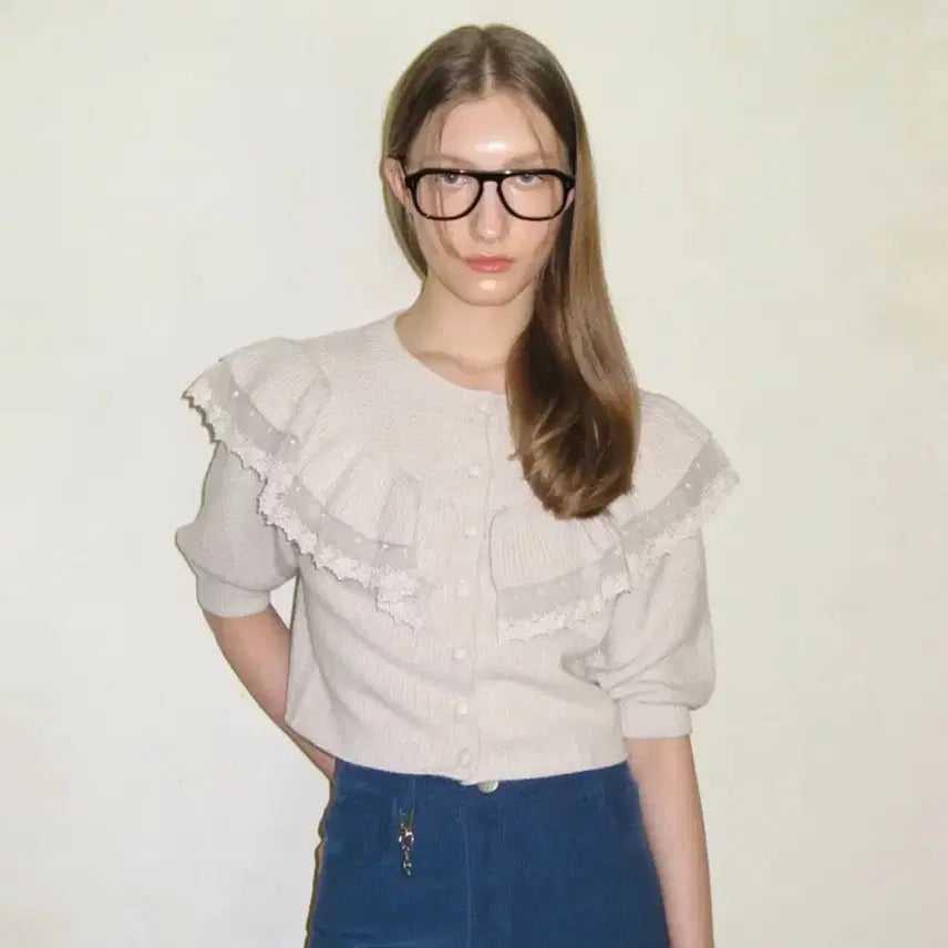 [BUNJANG] SINEINN Ruffle Puff Cardigan Oatmeal / 시눈 러플 퍼프 가디건 오트밀