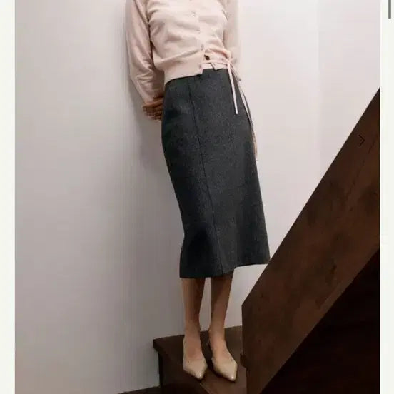 [BUNJANG] CIE Kaylee Tie Wool Skirt (Dark Brown) / 새상품) 시에 케일리 타이 울스커트(다크 브라운)