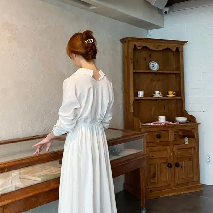 [BUNJANG] Long Shirt Collar Dress / (새것같은) 셔츠카라 롱 원피스