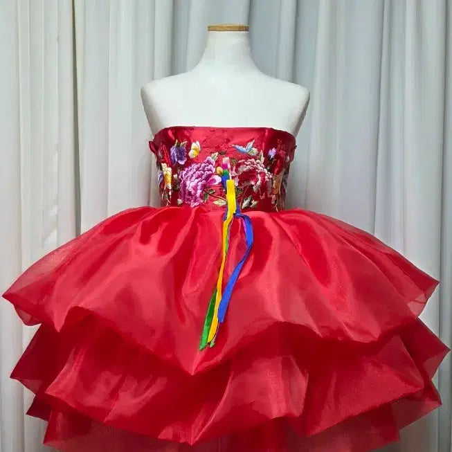 [BUNJANG] Fusion Hanbok Double Layered Kang Kang Skirt / 고고장구. 난타북. 퓨젼한복.   2겹 캉캉이. 허리 황진이말기   신상