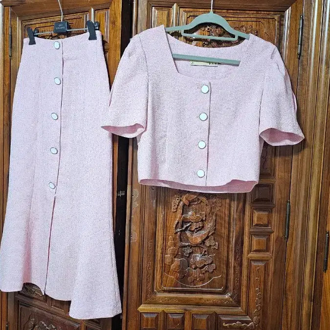 [BUNJANG] NAIN Pink Tweed Two-Piece Set / 투피스 세트 (연핑크)
