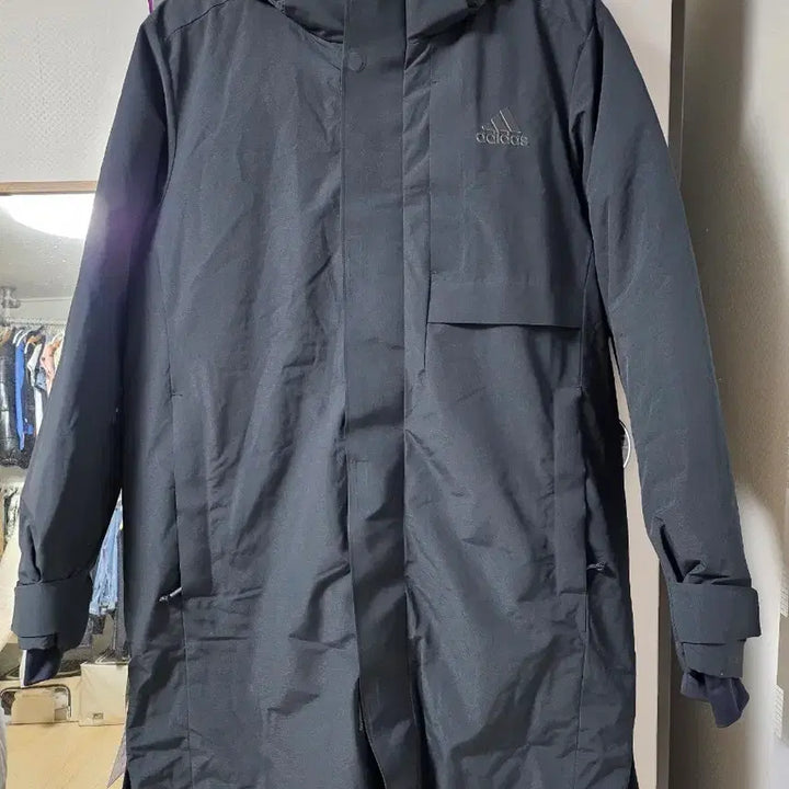 [BUNJANG] Adidas Black Long Padded Hooded Jacket / 아디다스 블랙 롱패딩 후드 점퍼