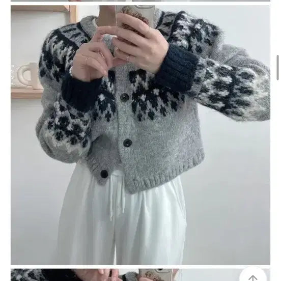 [BUNJANG] H Room Nordic Semi-Crop Cardigan / 에이치룸 노르딕 세미크롭 가디건 새상품