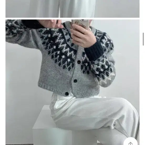 [BUNJANG] H Room Nordic Semi-Crop Cardigan / 에이치룸 노르딕 세미크롭 가디건 새상품