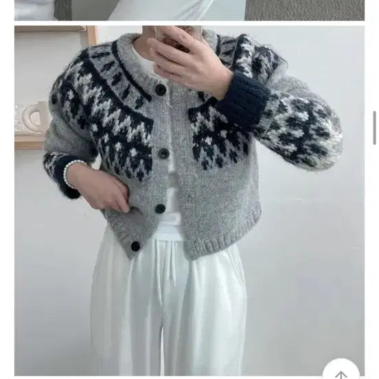 [BUNJANG] H Room Nordic Semi-Crop Cardigan / 에이치룸 노르딕 세미크롭 가디건 새상품