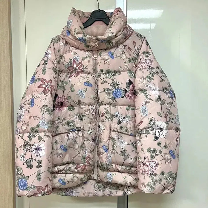 [BUNJANG] Thursday Island Floral Padded Duck Down Jacket Pink / 써스데이아일랜드 플라워 꽃무늬 패딩 오리털 점퍼 자켓 숏패딩 핑크