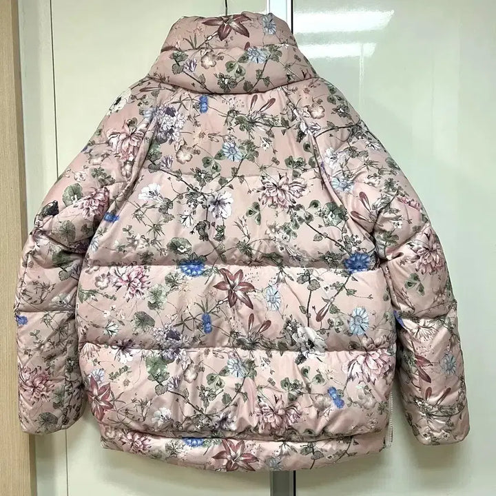 [BUNJANG] Thursday Island Floral Padded Duck Down Jacket Pink / 써스데이아일랜드 플라워 꽃무늬 패딩 오리털 점퍼 자켓 숏패딩 핑크