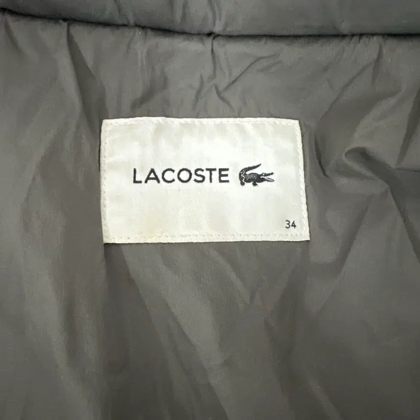 [BUNJANG] Lacoste Long Lightweight Padded Jacket Gray / [90/66~77] 라코스테 롱 경량 패딩 그레이