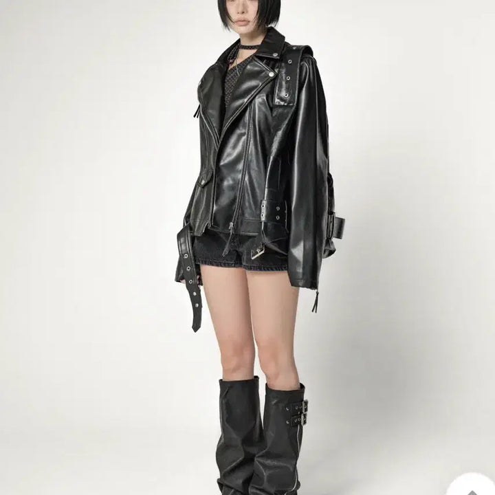 [BUNJANG] NUA MUTE Belted Rider Jacket - Black / 누아뮤트 벨트 라이더 자켓 블랙 에이블리 무신사 아우터 자라 무채색 코디