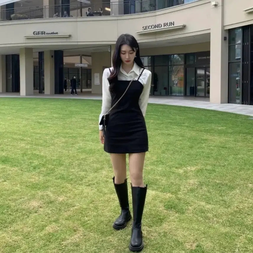 [BUNJANG] Black Bustier Mini Dress / 하객룩 블랙 뷔스티에 미니 원피스