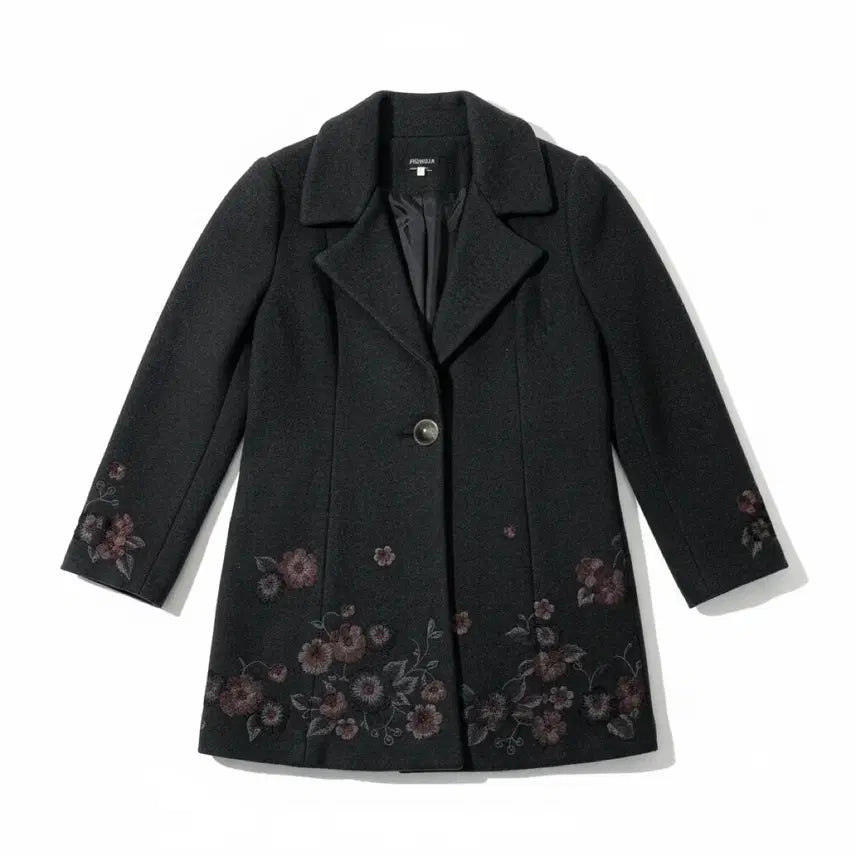 [BUNJANG] RUBNINA Embroidered Wool Coat / [85/55~66] RUBNINA 루비나 플라워 자수 모직 코트 블랙