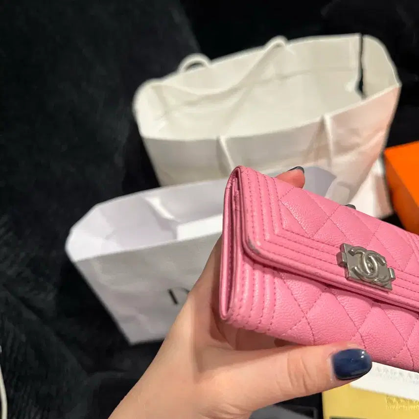[BUNJANG] Chanel Boy Flap Card Wallet Pink / 샤넬 보이 플랩 카드지갑 핑크(번개케어완료)