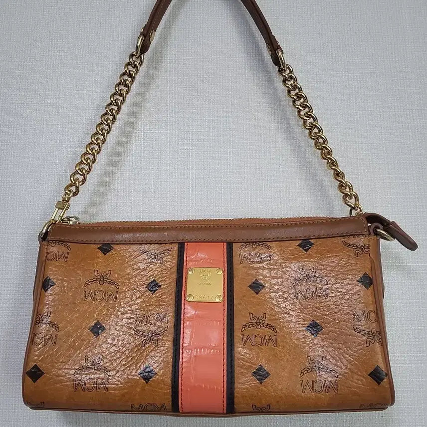 [BUNJANG] MCM Visetos Brown Chain Shoulder Bag / MCM 비세토스 브라운 체인 숄더백(정품
