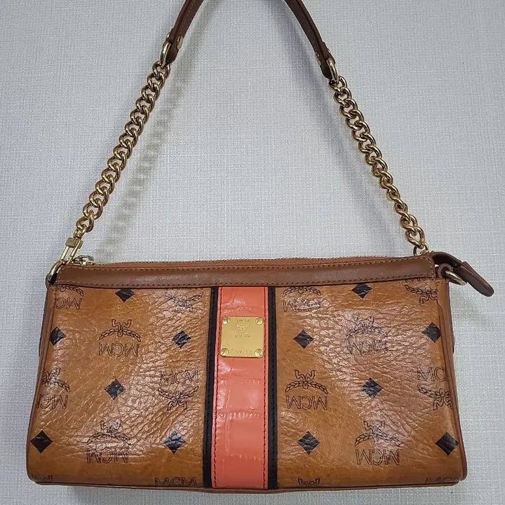 [BUNJANG] MCM Visetos Brown Chain Shoulder Bag / MCM 비세토스 브라운 체인 숄더백(정품