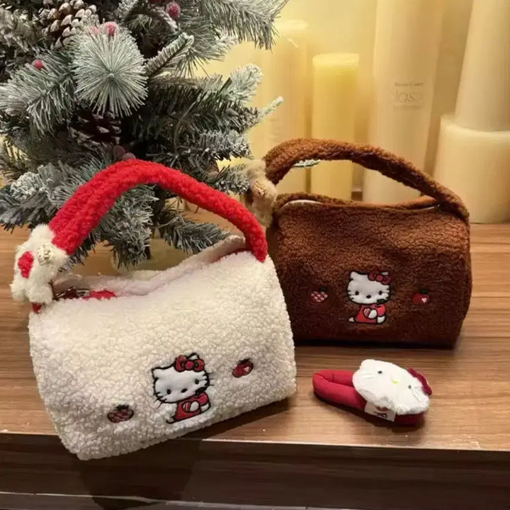 [BUNJANG] Hello Kitty Fuzzy Mini Tote Bag / 헬로키티 뽀글이 미니 토트백 털가방