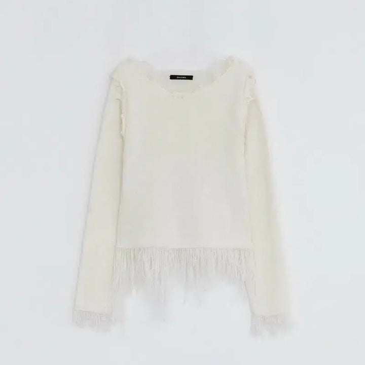 [BUNJANG] Diagonal Fringe Knit / (새상품) 다이애그널 FRINGE DAMAGE KNIT (아이보리)